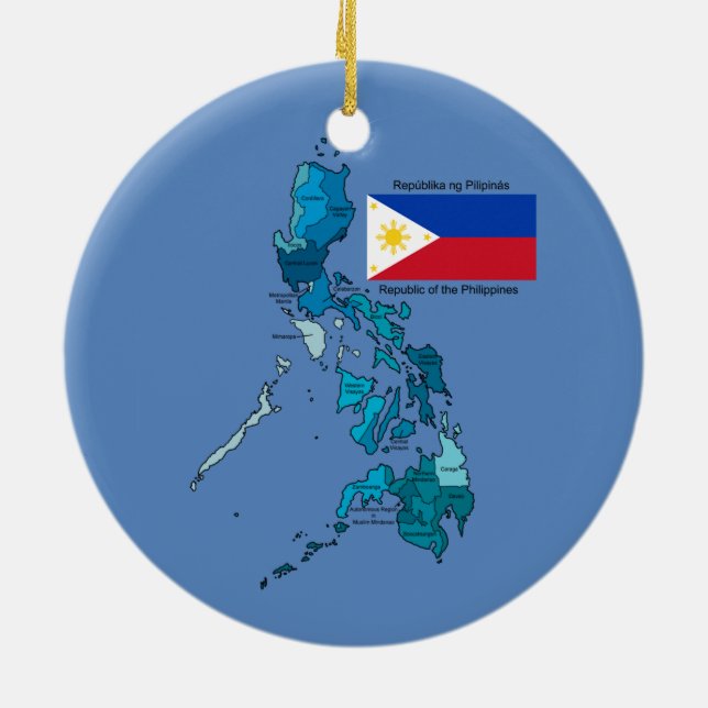 Flag and Map of the Philippines Ceramic Ornament (Back)