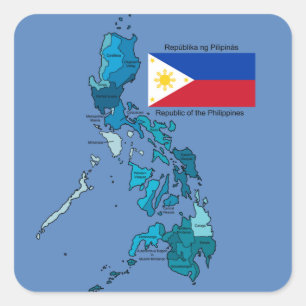 Flag and Map of the Philippines Square Sticker