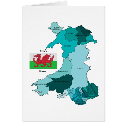 Flag and Map of Wales Cards (Front)