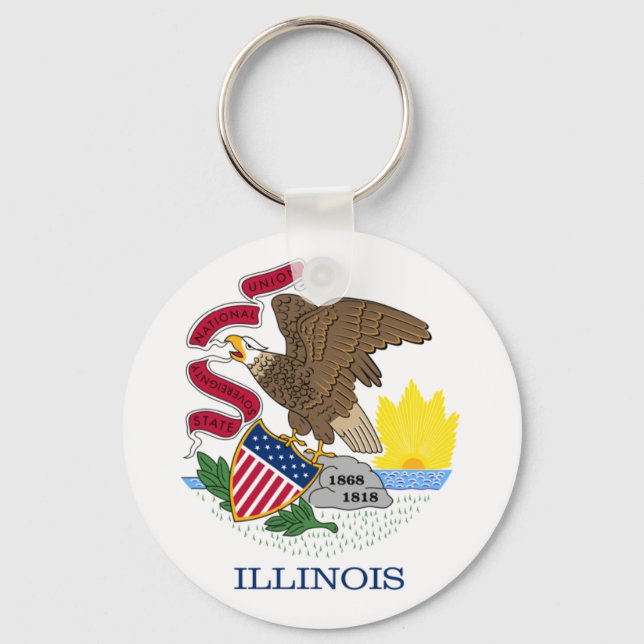 Flag and Seal of Illinois Keychain (Front)