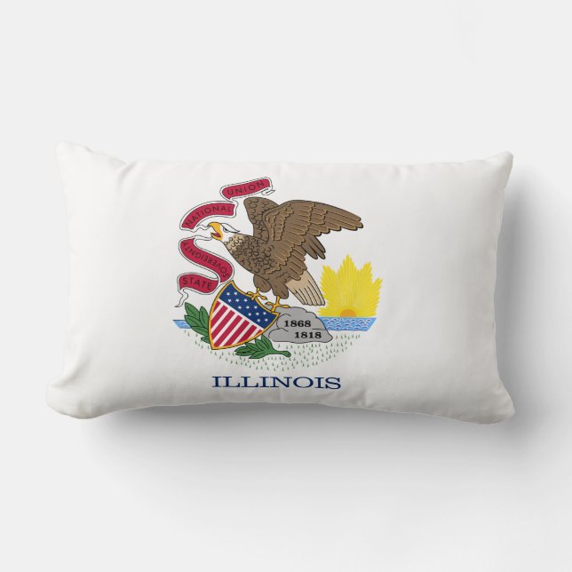 Flag and Seal of Illinois Lumbar Pillow (Front)