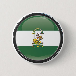 Flag and shield of Andalusia Pinback Button