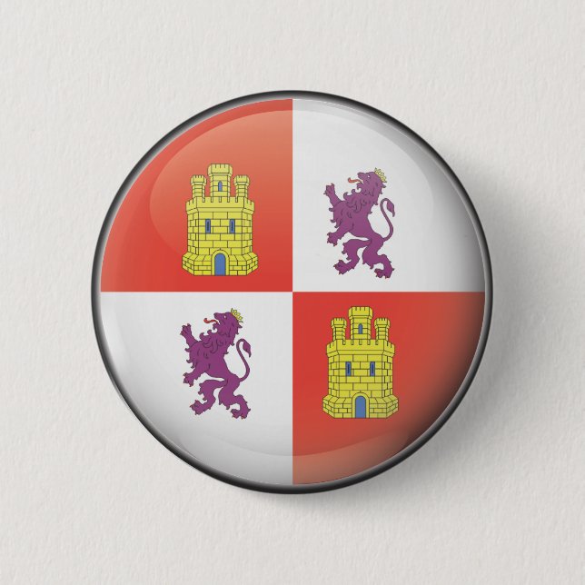 Flag and shield of Castilla and Leon Pinback Button (Front)