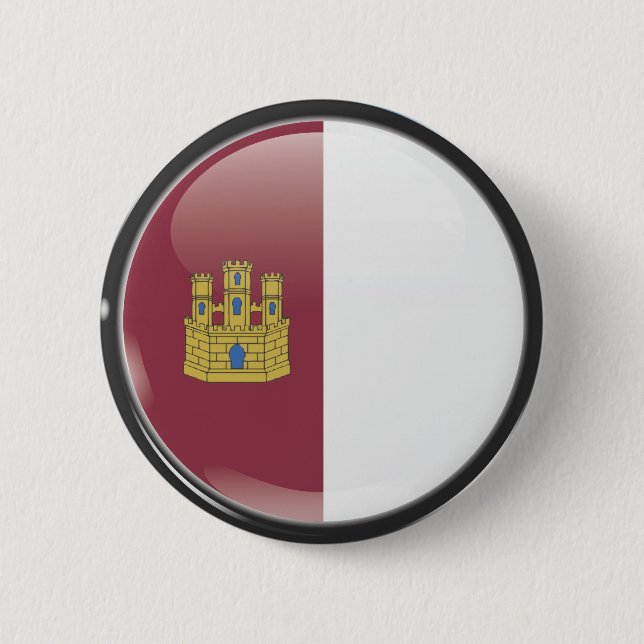 Flag and shield of Castille-La Mancha Pinback Button (Front)