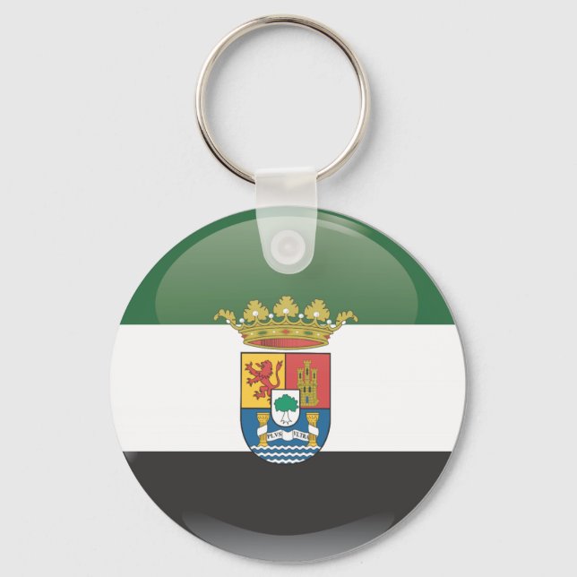 Flag and shield of Extremadura Keychain (Front)