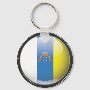 Flag and shield of the Canary Islands Keychain