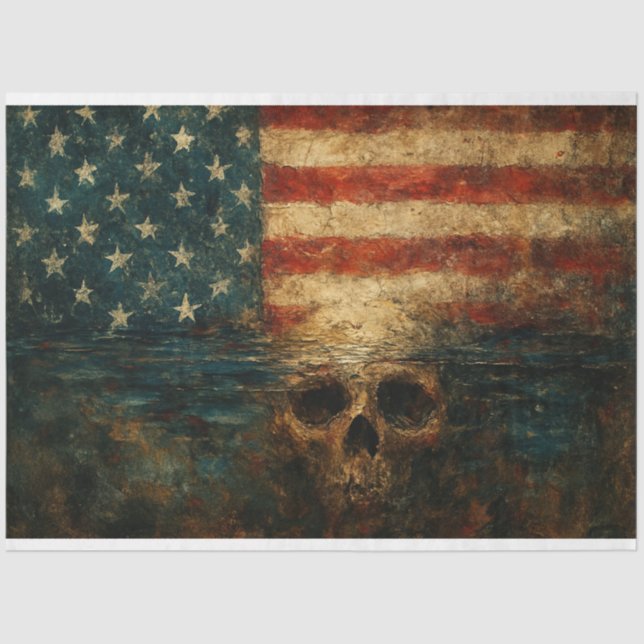 Flag and Skull in Water Decoupage Paper – Memorial (Front)