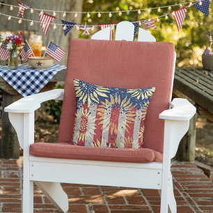 Flag and sunflowers outdoor pillow