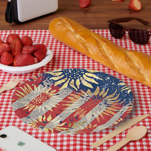 Flag and sunflowers paper plates (Picnic)