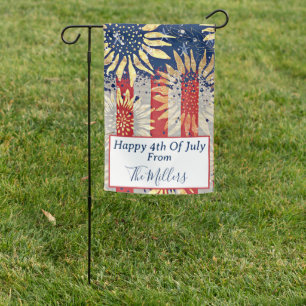 Flag and sunflowers personalized