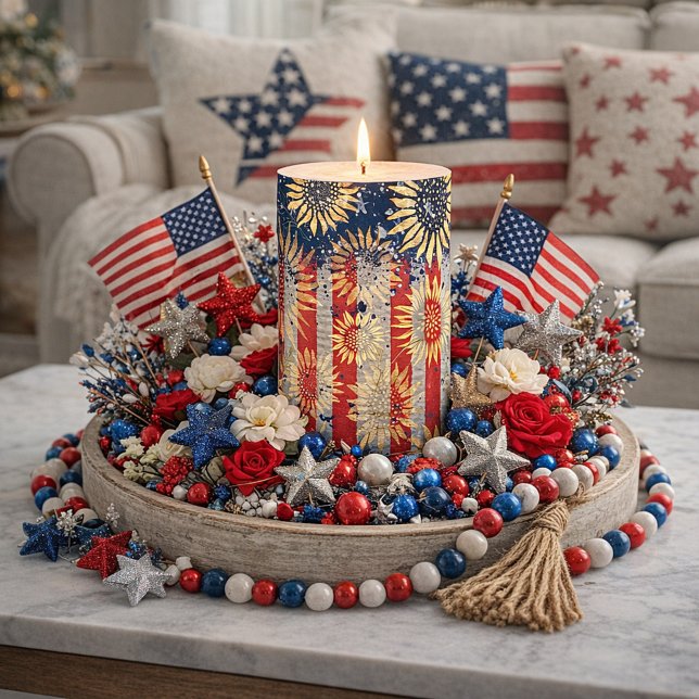 Flag and sunflowers pillar candle (Creator Uploaded)