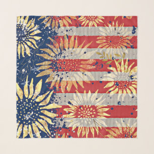 Flag and sunflowers scarf
