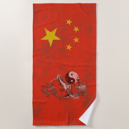 Flag and Symbols of China ID158 Beach Towel