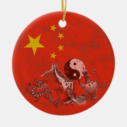 Flag and Symbols of China ID158 Ceramic Ornament