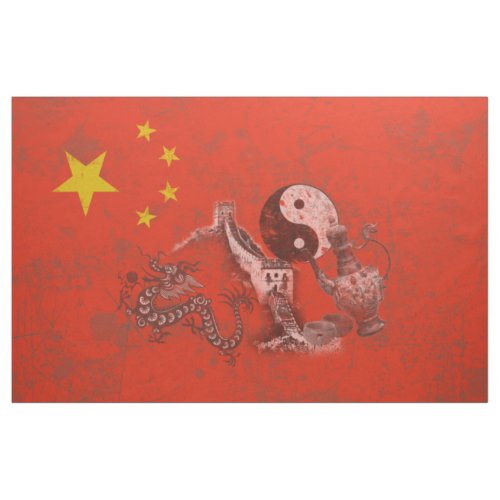 Flag and Symbols of China ID158 Fabric