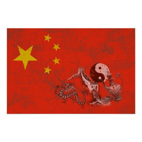 Flag and Symbols of China ID158 Poster