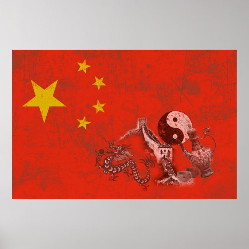Flag and Symbols of China ID158 Poster