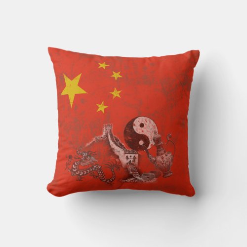 Flag and Symbols of China ID158 Throw Pillow