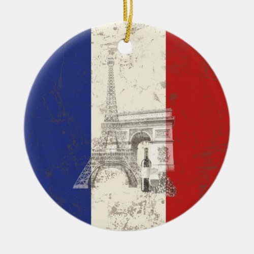 Flag and Symbols of France ID156 Ceramic Ornament