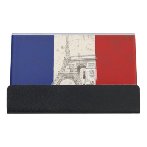 Flag and Symbols of France ID156 Desk Business Card Holder