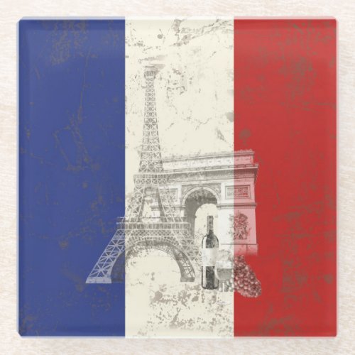 Flag and Symbols of France ID156 Glass Coaster