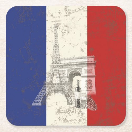 Flag and Symbols of France ID156 Square Paper Coaster