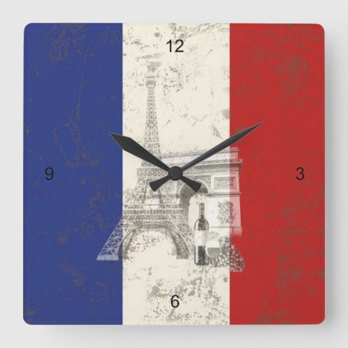 Flag and Symbols of France ID156 Square Wall Clock