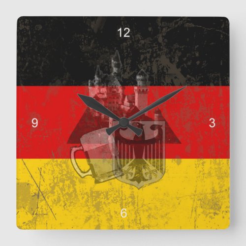 Flag and Symbols of Germany ID152 Square Wall Clock