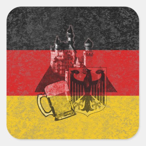 Flag and Symbols of Germany Square Sticker