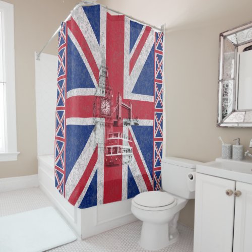 Flag and Symbols of Great Britain ID154 Shower Curtain