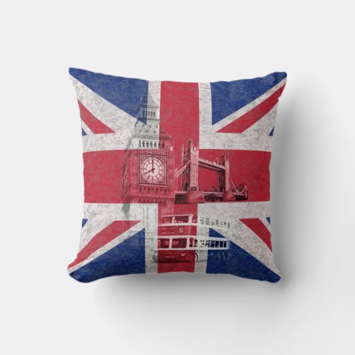 Flag and Symbols of Great Britain ID154 Throw Pillow