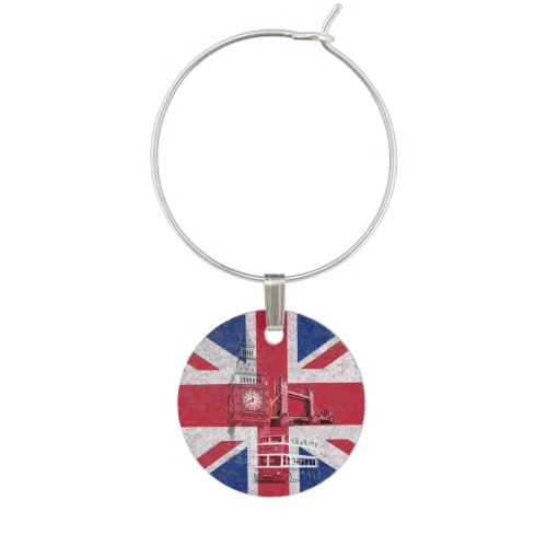 Flag and Symbols of Great Britain ID154 Wine Charm
