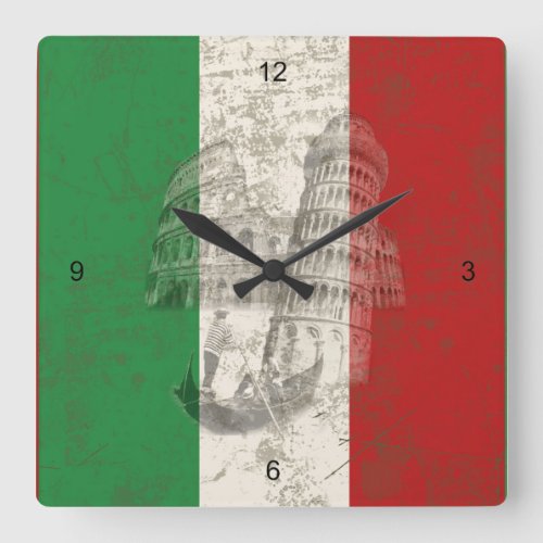 Flag and Symbols of Italy ID157 Square Wall Clock