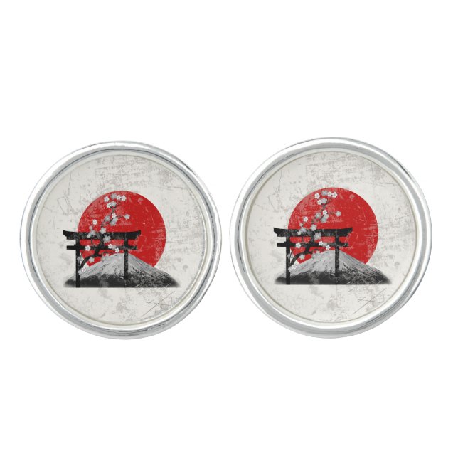 Flag and Symbols of Japan ID153 Cufflinks (Front)