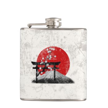 Flag And Symbols Of Japan Id153 Flask by arrayforaccessories at Zazzle