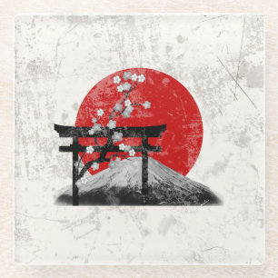 Flag and Symbols of Japan ID153 Glass Coaster