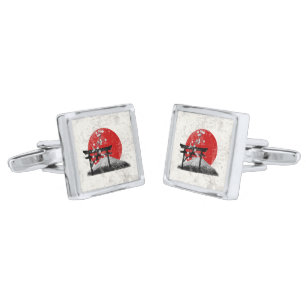 Flag and Symbols of Japan ID153 Silver Cufflinks