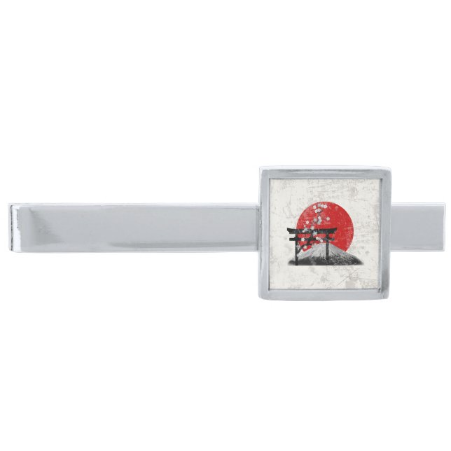 Flag and Symbols of Japan ID153 Silver Finish Tie Clip (Front)