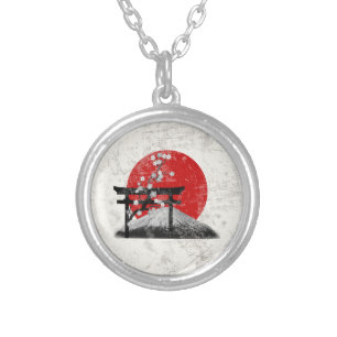 Flag and Symbols of Japan ID153 Silver Plated Necklace