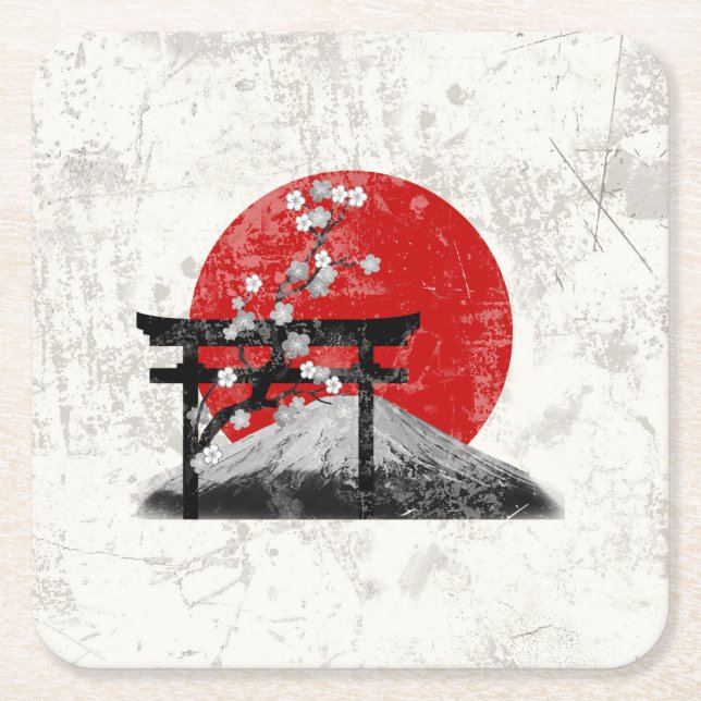 Flag and Symbols of Japan ID153 Square Paper Coaster (Front)