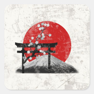 Flag and Symbols of Japan ID153 Square Sticker