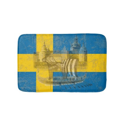 Flag and Symbols of Sweden ID159 Bathroom Mat