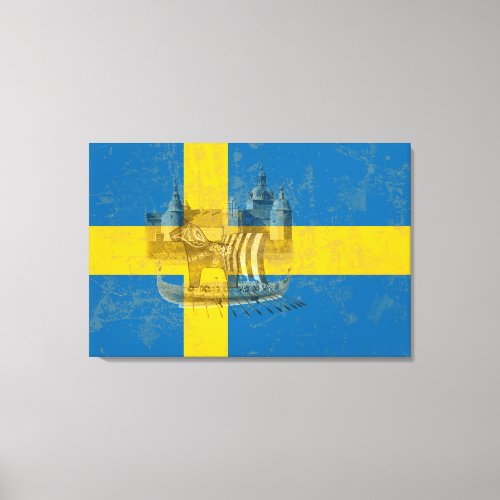 Flag and Symbols of Sweden ID159 Canvas Print