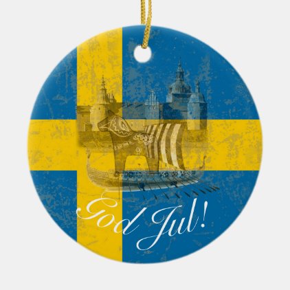 Flag and Symbols of Sweden ID159 Ceramic Ornament
