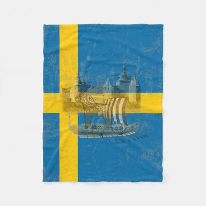 Flag and Symbols of Sweden ID159 Fleece Blanket