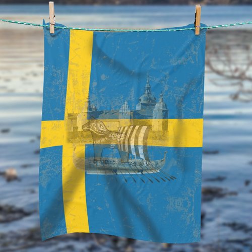 Flag and Symbols of Sweden ID159 Fleece Blanket