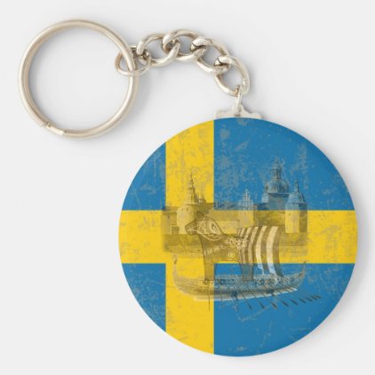 Flag and Symbols of Sweden ID159 Keychain