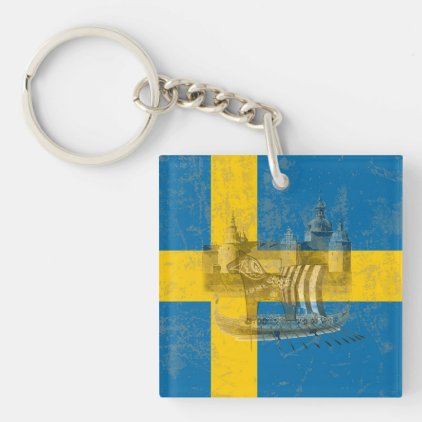 Flag and Symbols of Sweden ID159 Keychain