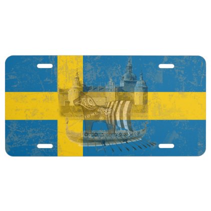 Flag and Symbols of Sweden ID159 License Plate