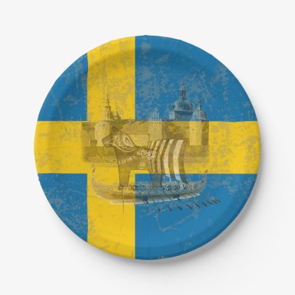 Flag and Symbols of Sweden ID159 Paper Plate